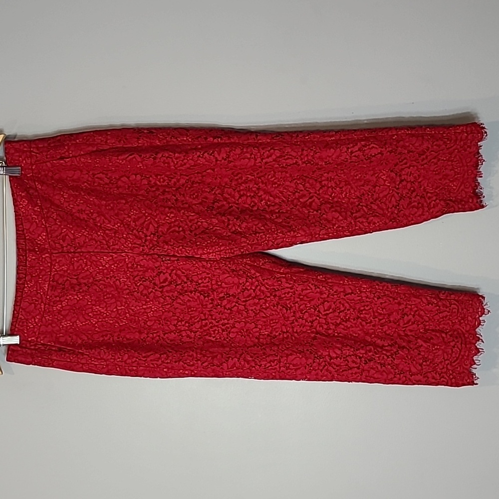 J. Crew red lace pants Size 12 Comfy Luxury Preppy Jewel Tone Holiday
